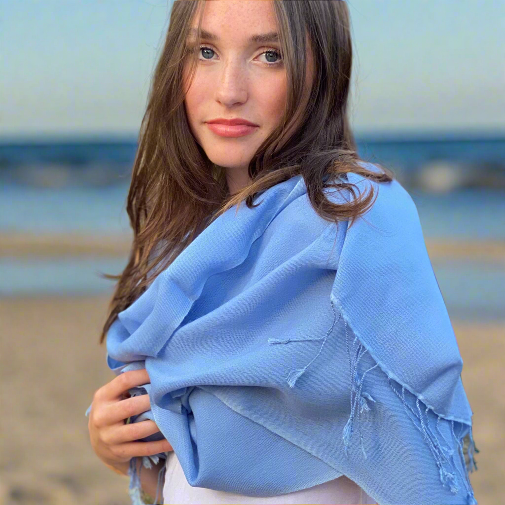 Sky Blue Classic Pashmina Signature Cashmere