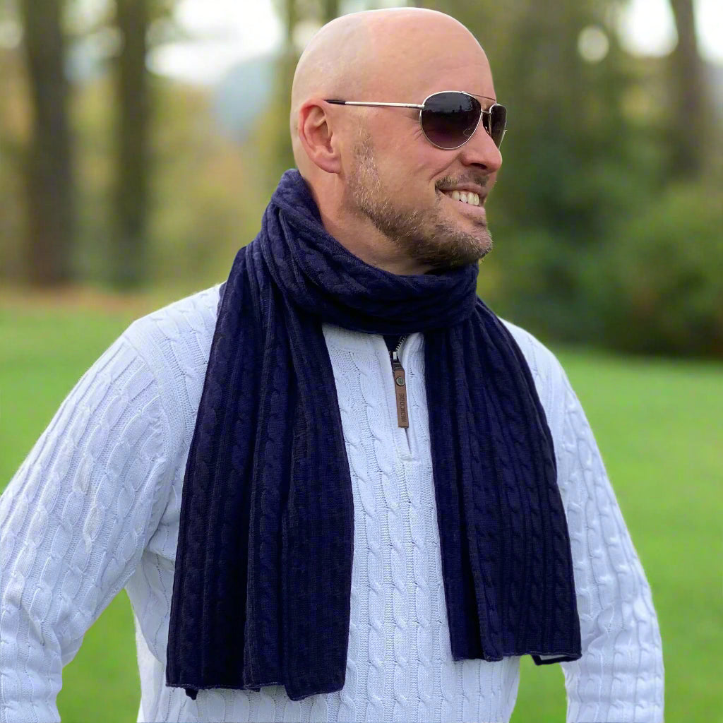 Midnight Blue Men's Cashmere Scarf