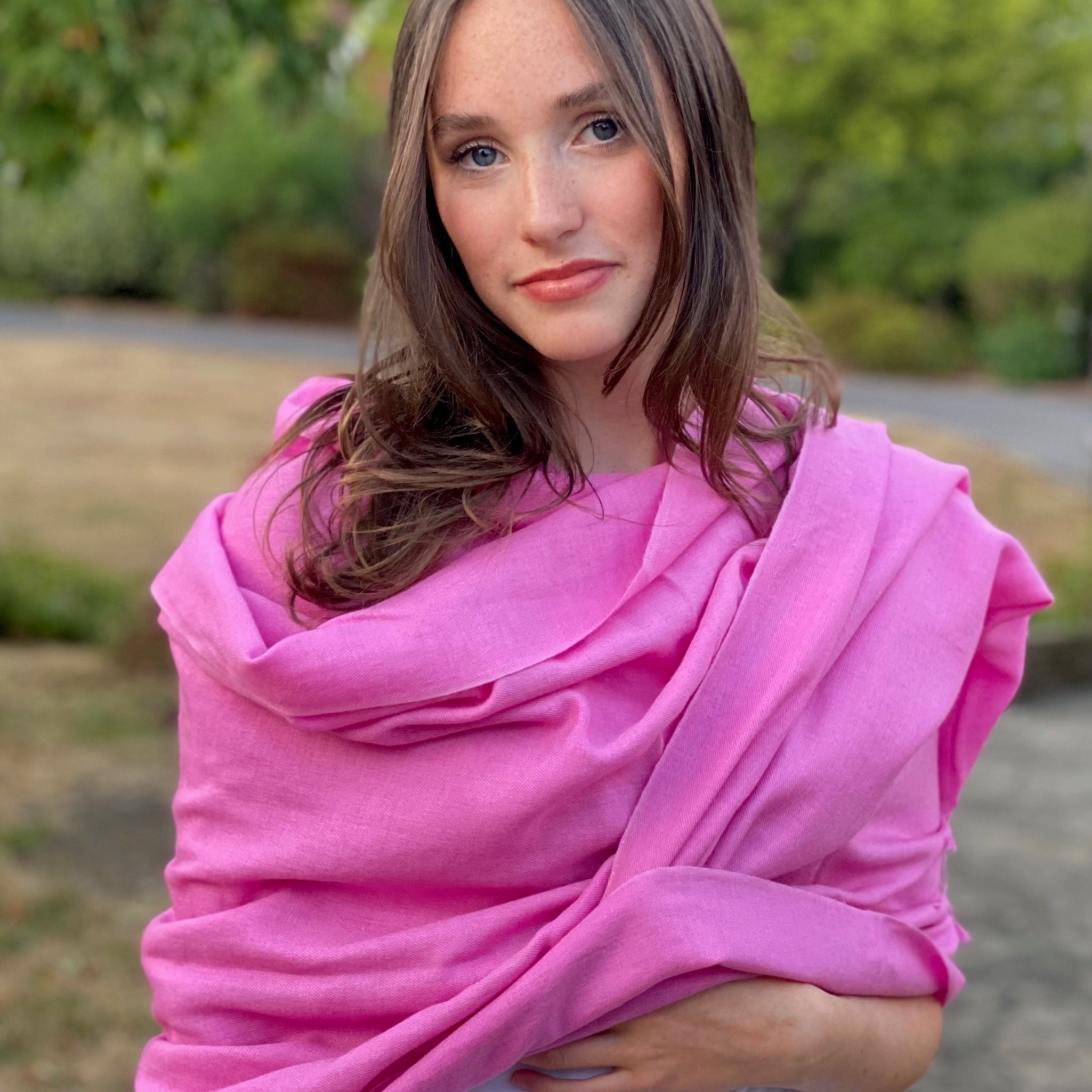 Cashmere pashmina with lace insets - Orange main image 0