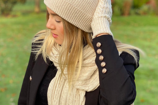 Storm Grey and Navy Trim Luxury Cashmere Cape Signature Cashmere