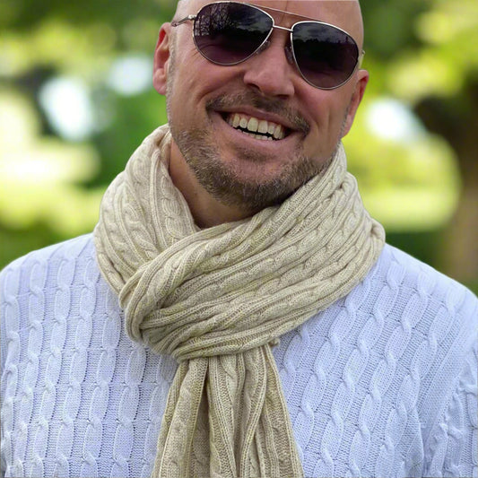 Natural Cream Men's Cashmere Scarf