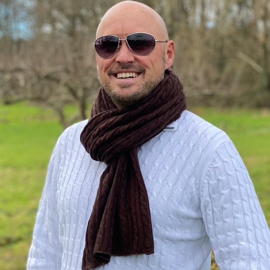 Chocolate Brown Men's Cashmere Scarf