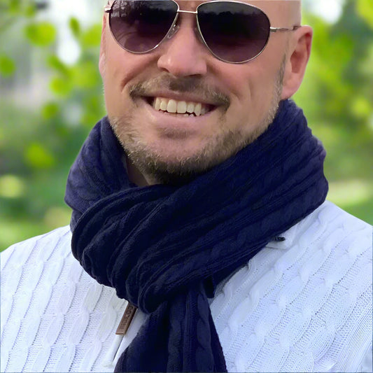 Midnight Blue Men's Cashmere Scarf