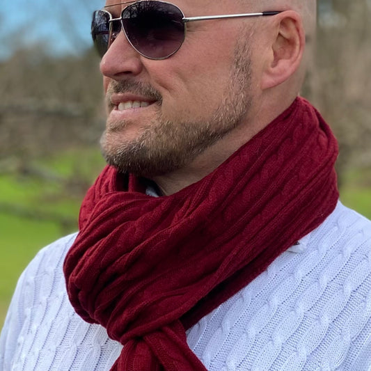 Claret Red Men's Cashmere Scarf