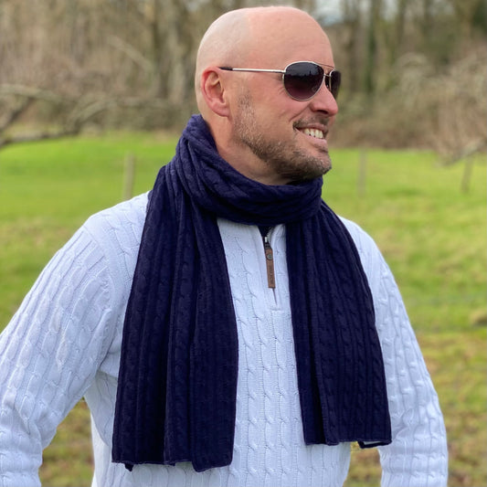 Midnight Blue Men's Cashmere Scarf