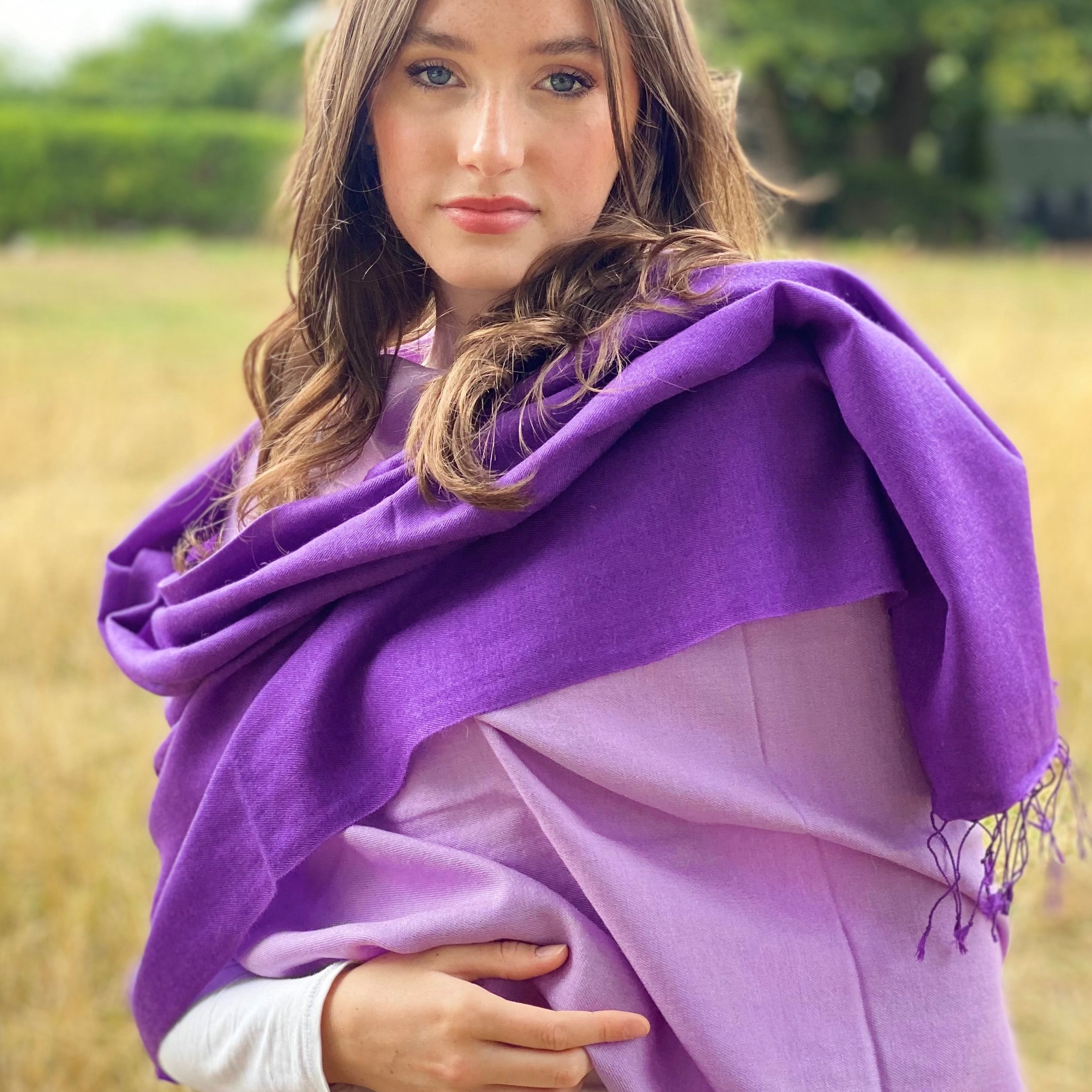 Multi Stripe Pashmina - Blue & Purple main image 0