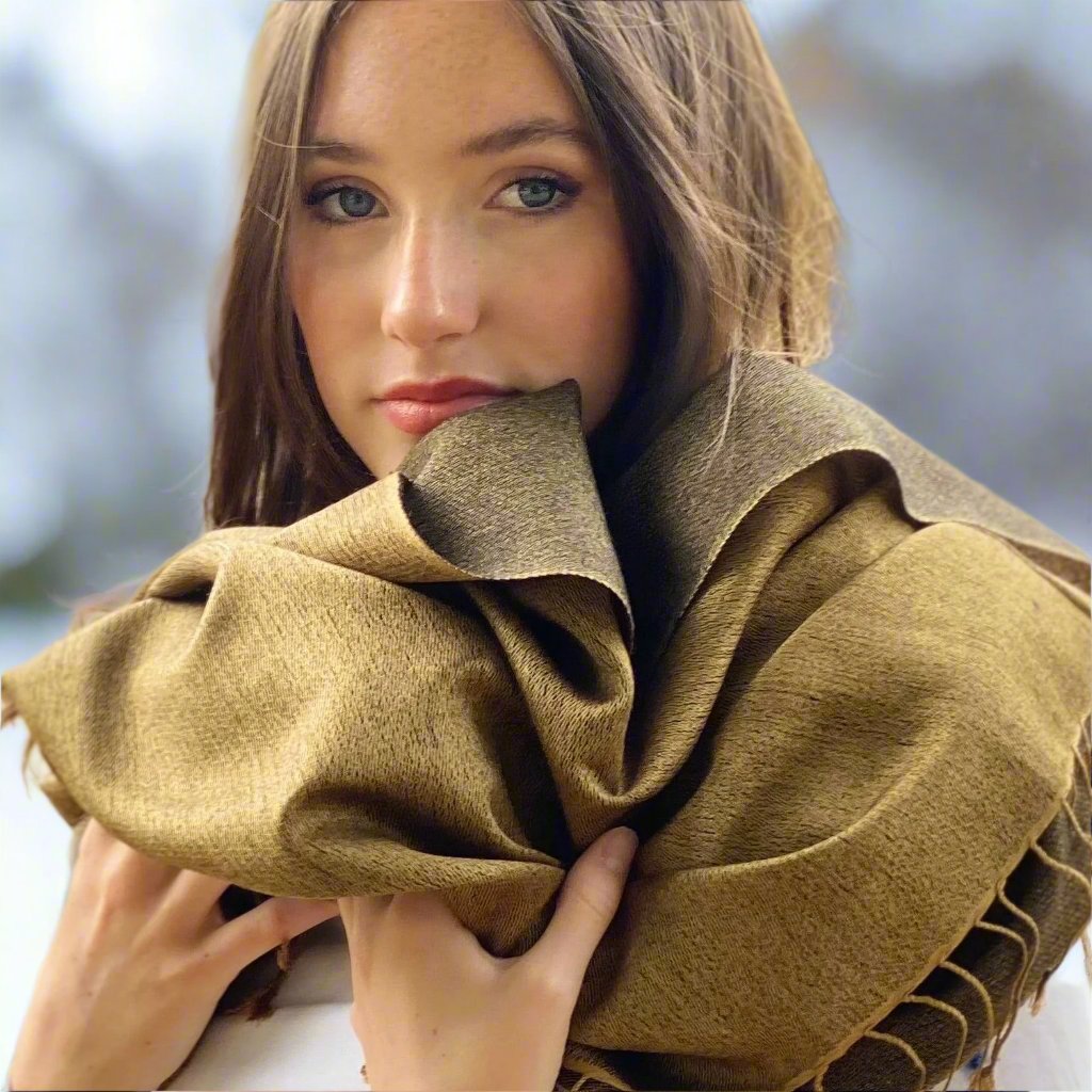 Antique Gold Reversible Pashmina Signature Cashmere