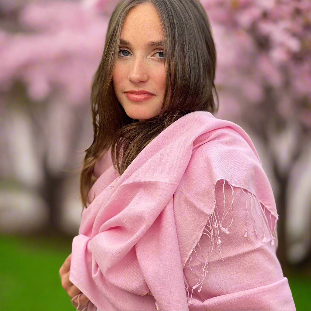 Baby Pink Classic Pashmina Signature Cashmere