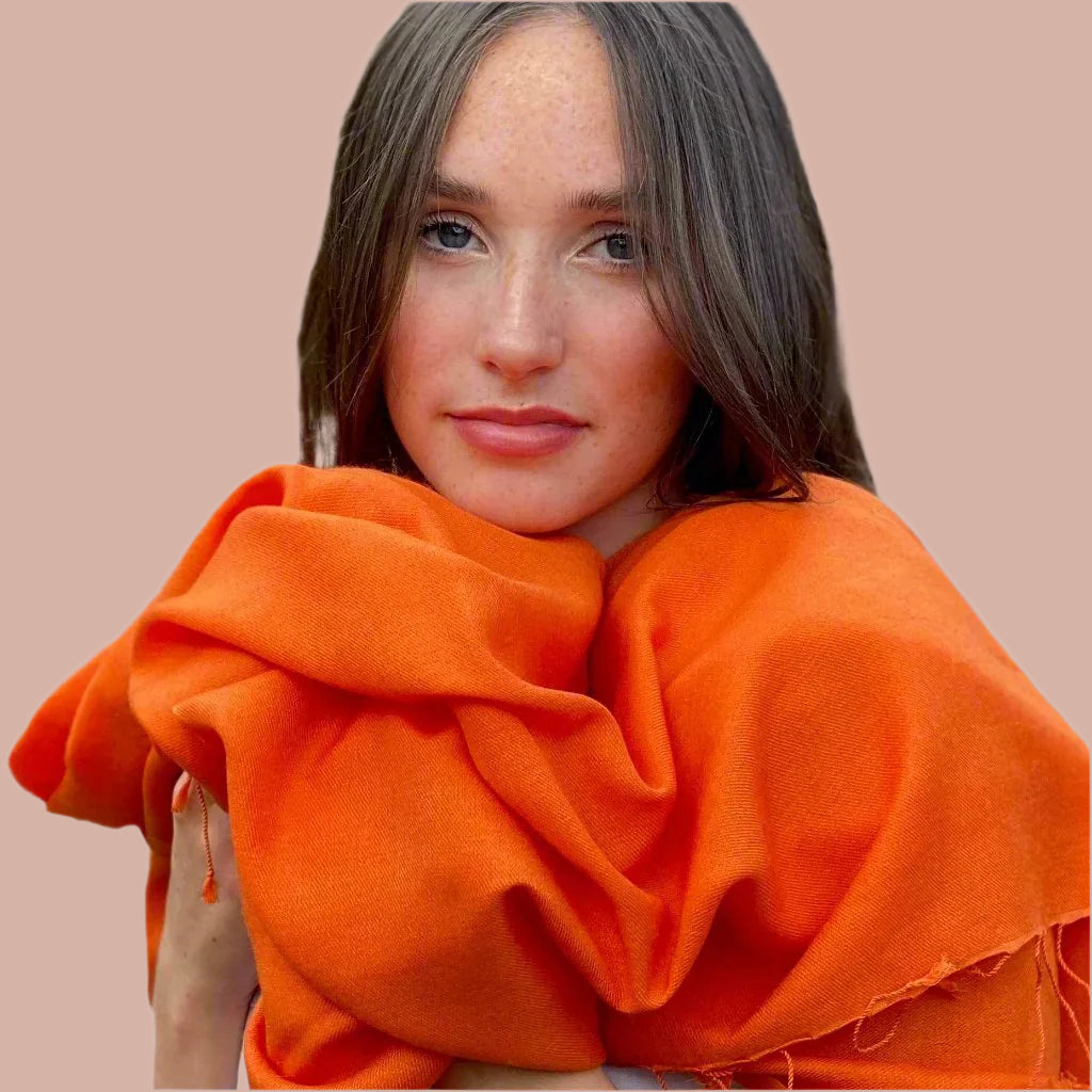 Blazing Orange Classic Pashmina Signature Cashmere