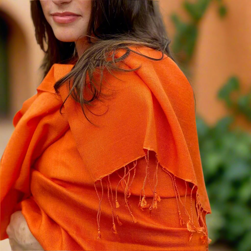 Blazing Orange Classic Pashmina Signature Cashmere