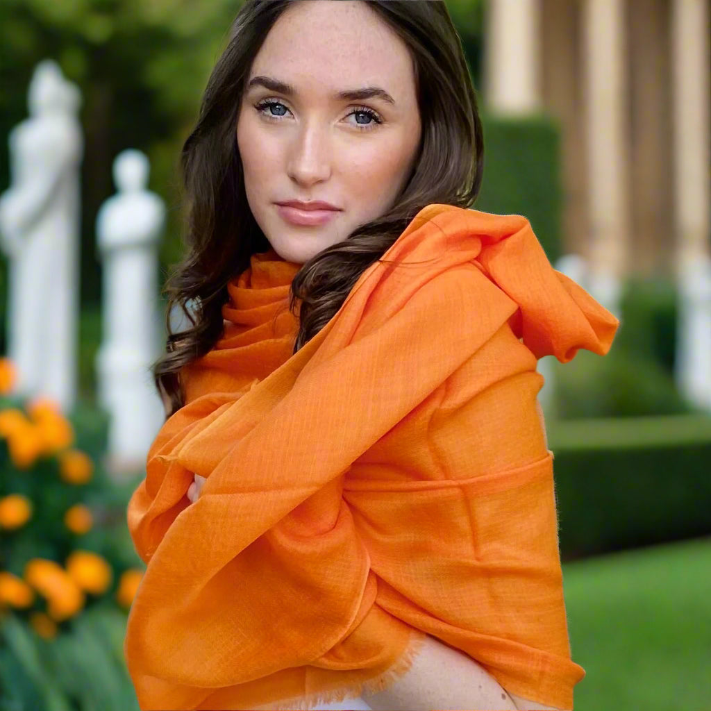 Blazing Orange Ultra Fine Pashmina Signature Cashmere