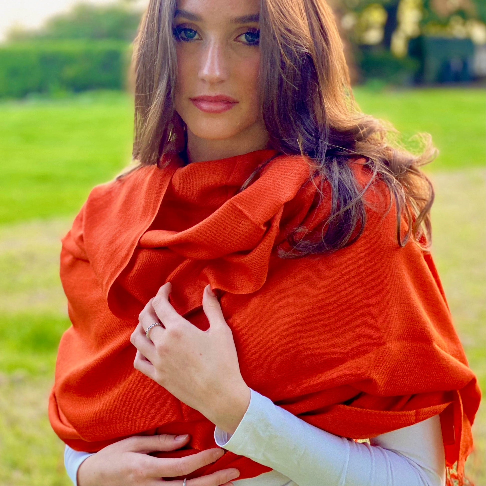 Burnt Orange Classic Pashmina Signature Cashmere