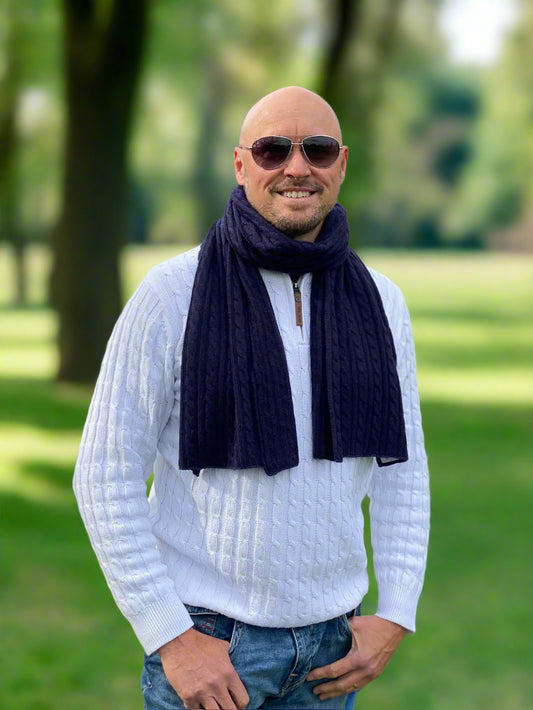 Midnight Blue Men's Cashmere Scarf