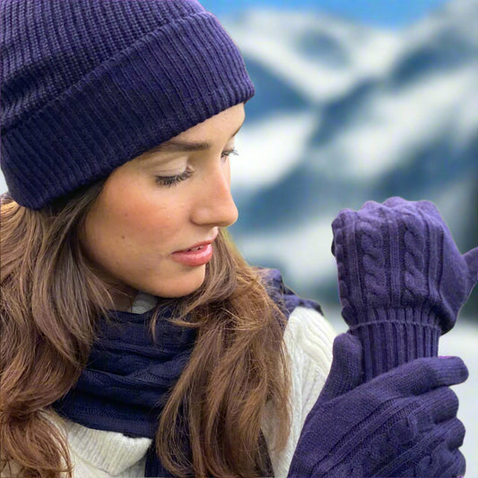 Cashmere Cable Knit Gloves Signature Cashmere
