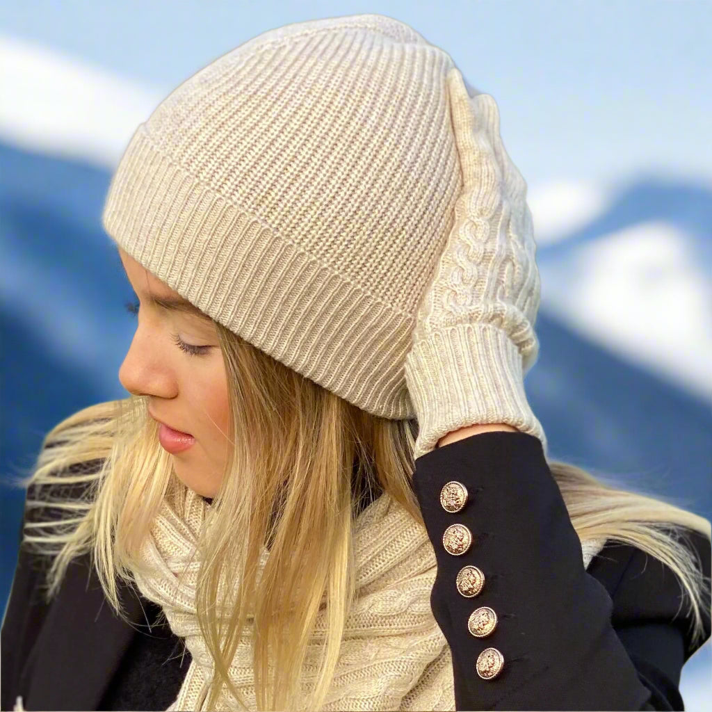 Cashmere Ribbed Beanie Hat Signature Cashmere