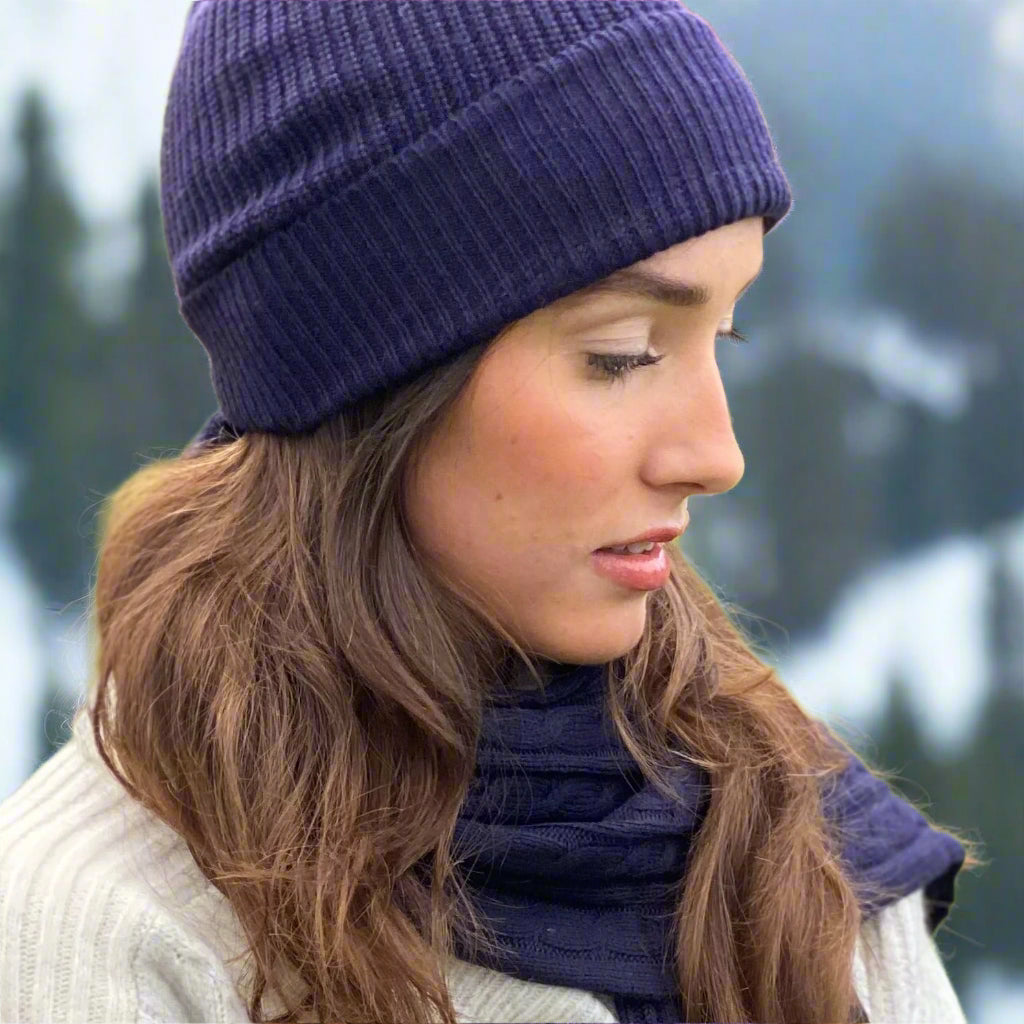 Cashmere Ribbed Beanie Hat Signature Cashmere