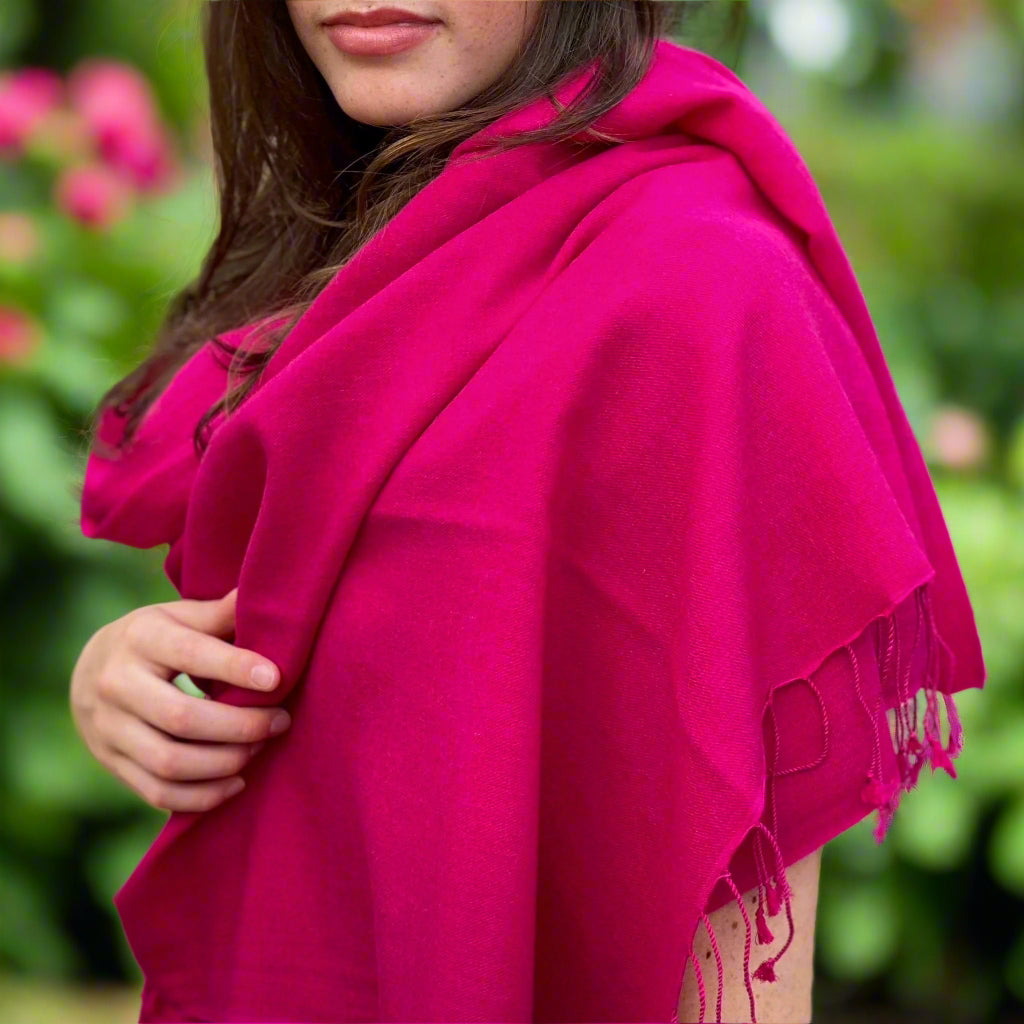 Cerise Pink Classic Pashmina Signature Cashmere