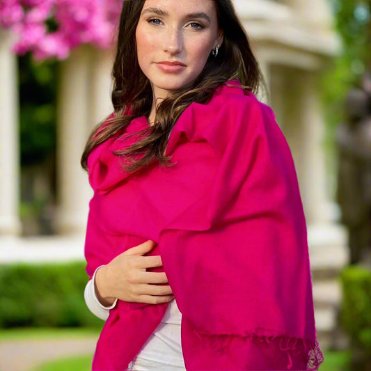 Cerise Pink Ring Pashmina Signature Cashmere