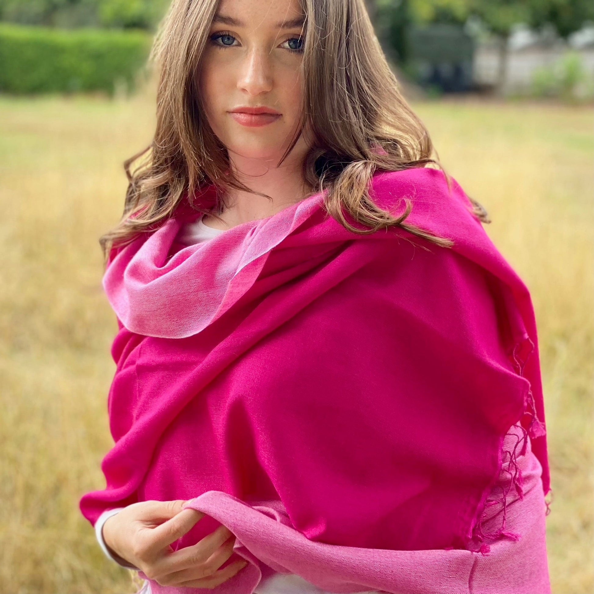 Cerise Pink Shaded Pashmina Signature Cashmere