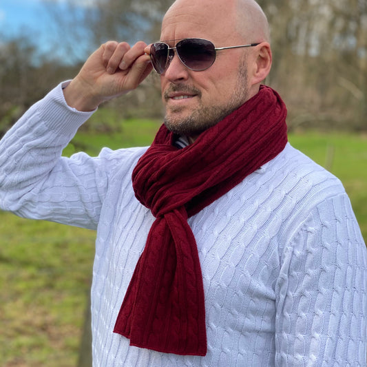 Claret Red Men's Cashmere Scarf