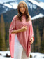 Dusty Pink Cashmere Button Poncho Signature Cashmere