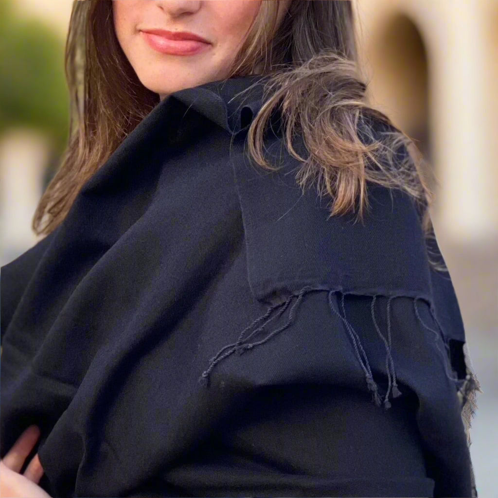 Ebony Black Classic Pashmina Signature Cashmere