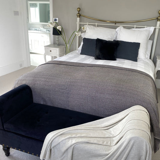 Ebony Black Luxury Cashmere Throw Signature Cashmere