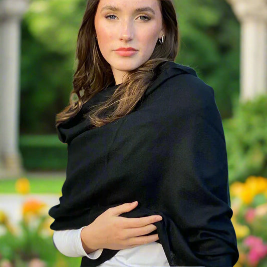 Ebony Black Ring Pashmina Signature Cashmere