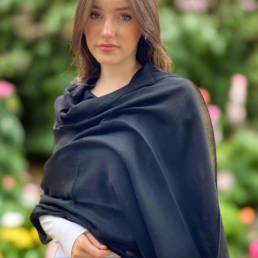 Ebony Black Ultra Fine Pashmina Signature Cashmere