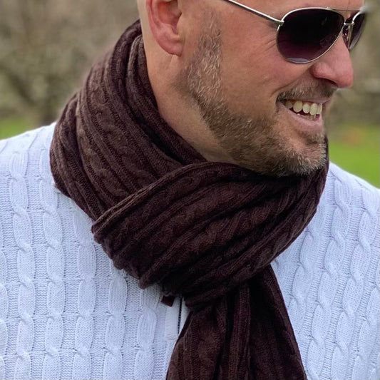 Chocolate Brown Men's Cashmere Scarf
