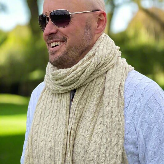 Natural Cream Men's Cashmere Scarf