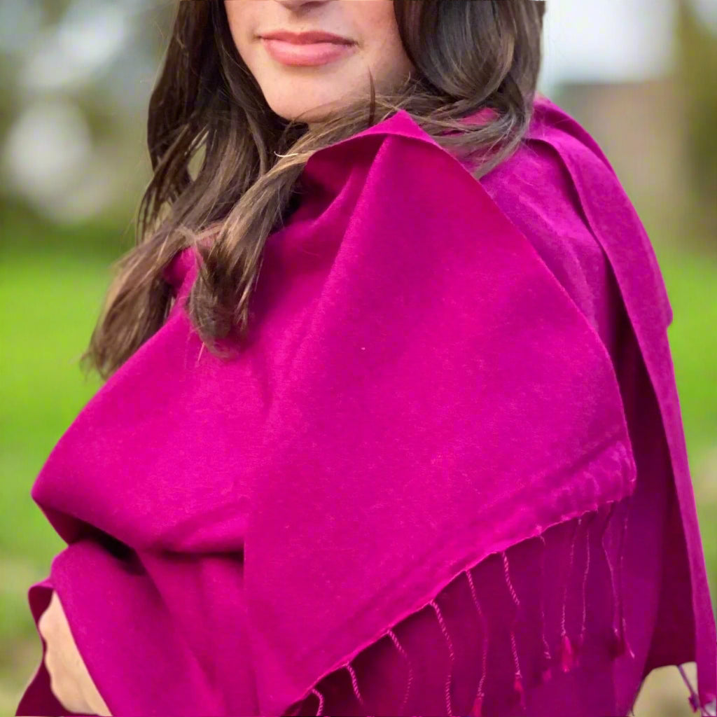 Fuchsia Pink Classic Pashmina Signature Cashmere