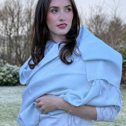 Snowdrop White Silk Weave Pashmina