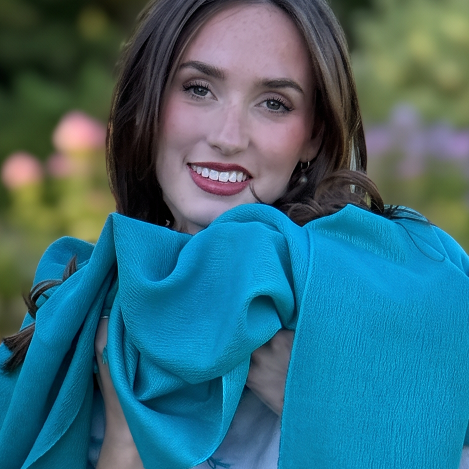 Turquoise Silk Weave Pashmina