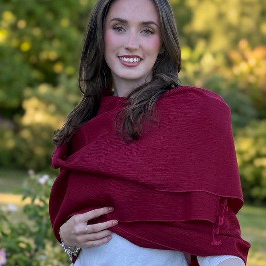 Valentine Red Silk Weave Pashmina