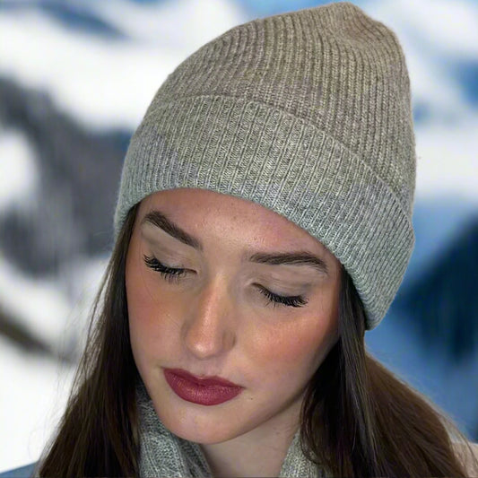 Cashmere Beanie Hat - Dove Grey