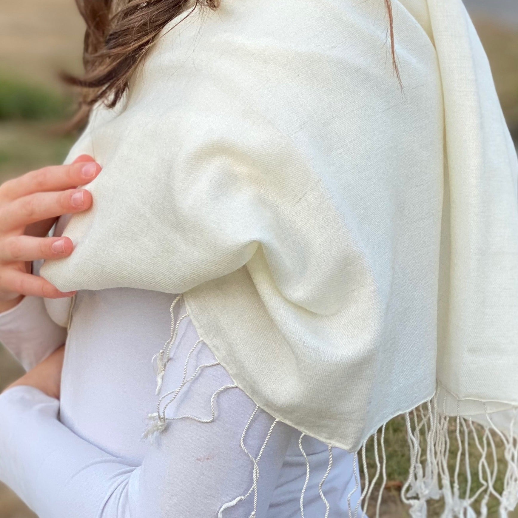 Ivory Cream Classic Pashmina Signature Cashmere