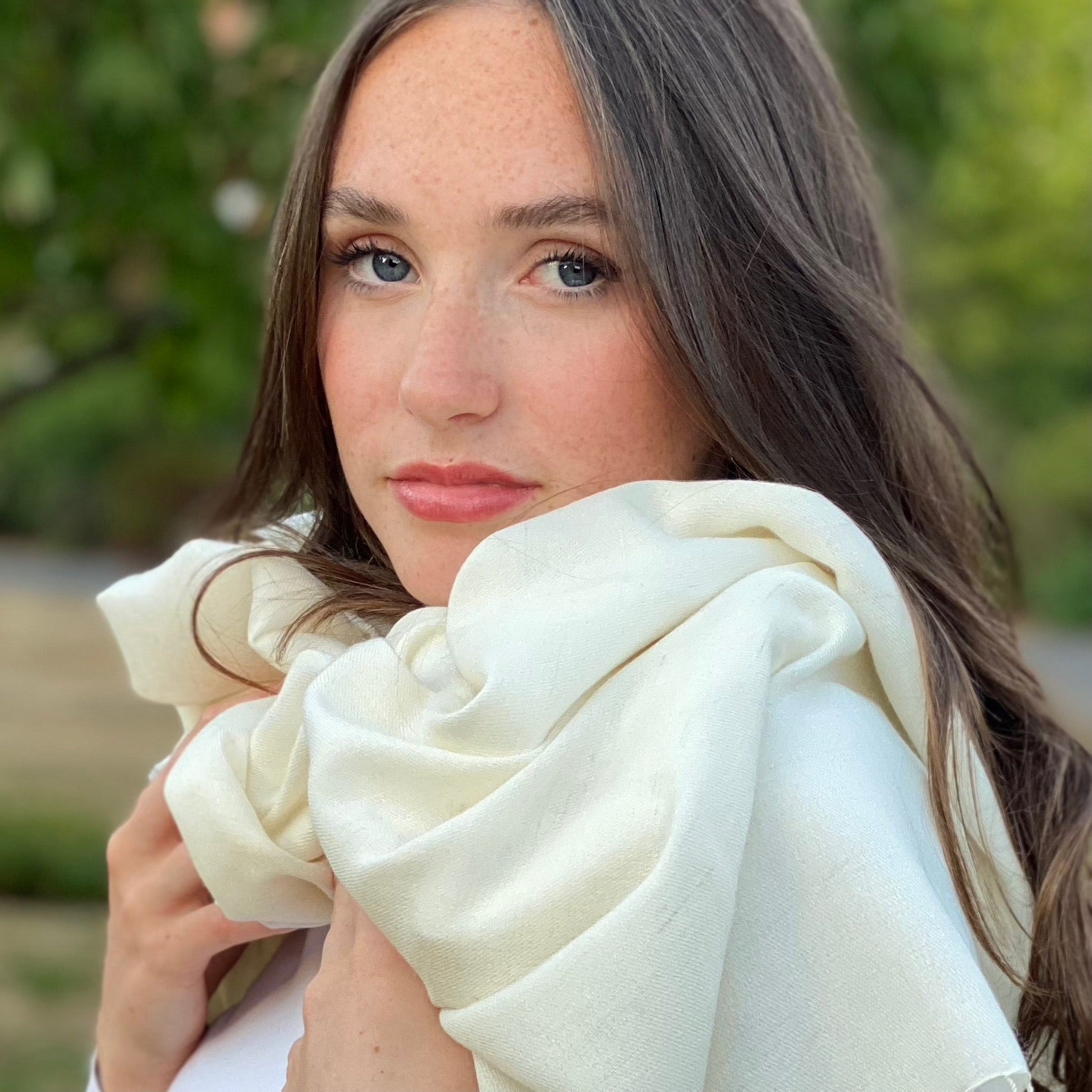 Cream pashmina wrap top