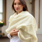 Ivory Cream Pashmina - Cut Fringe Signature Cashmere