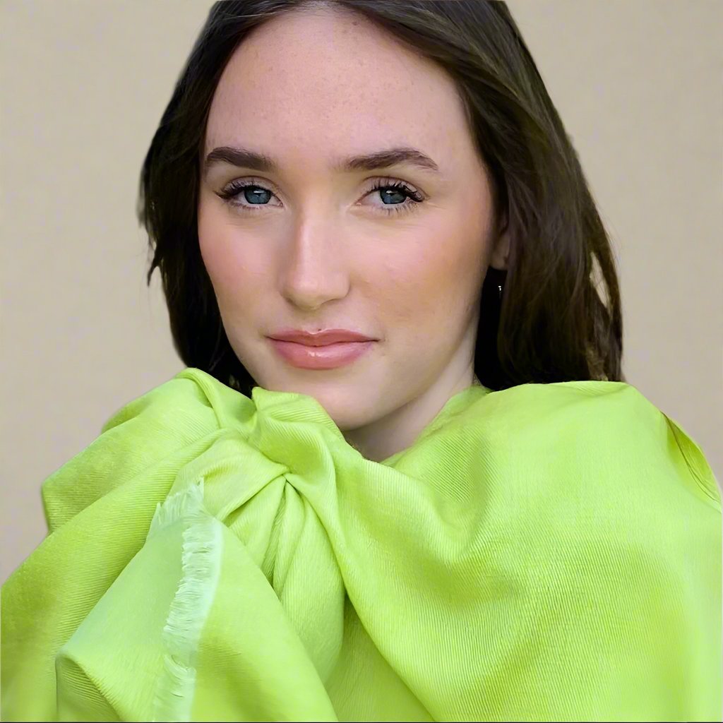 Lime Green Pashmina - Cut Fringe Signature Cashmere