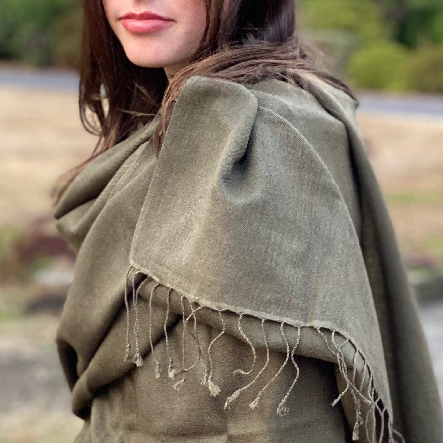 Olive Green Classic Pashmina Signature Cashmere