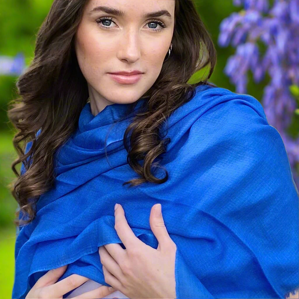 Paradise Blue Ultra Fine Pashmina Signature Cashmere