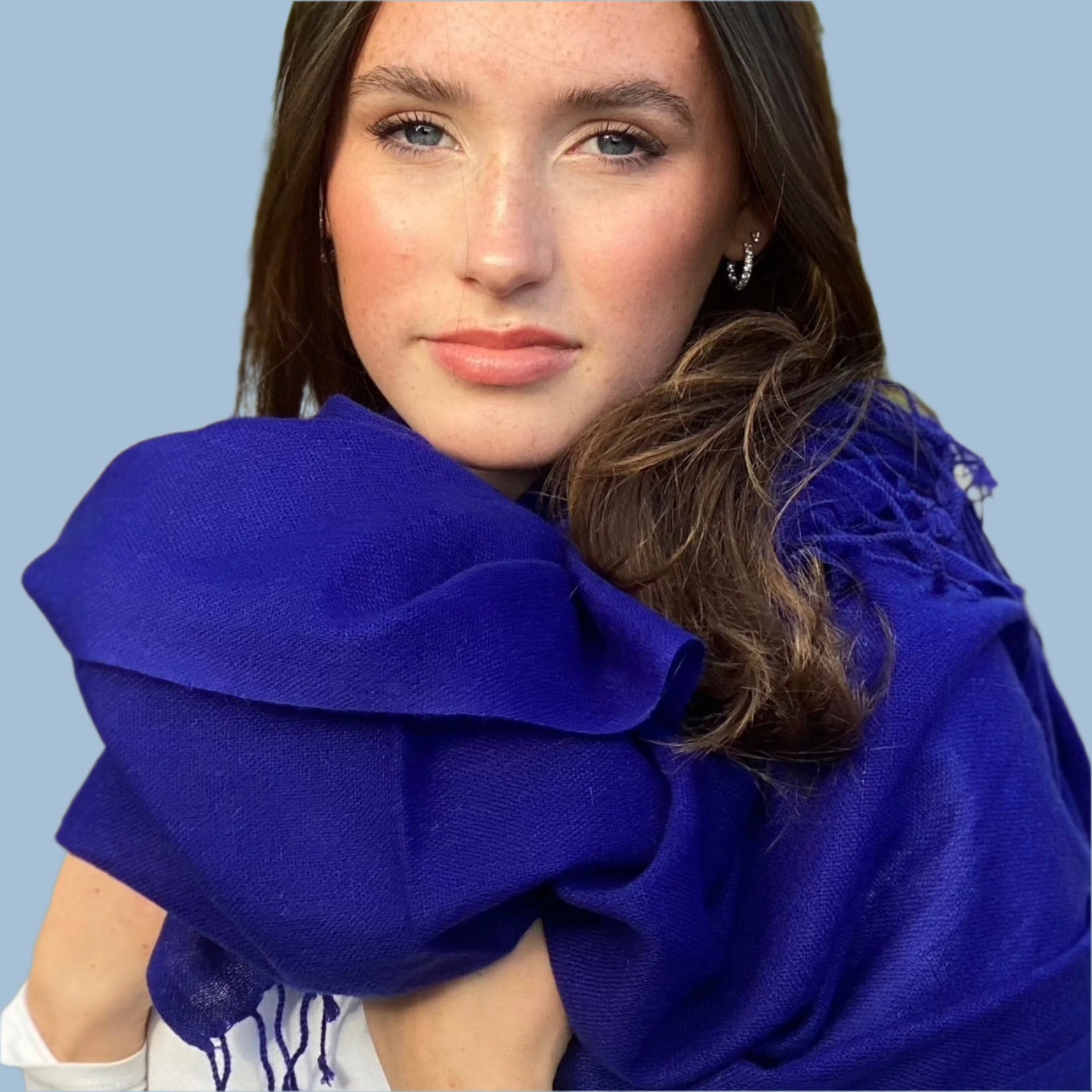 Sapphire Blue Ring Pashmina Signature Cashmere