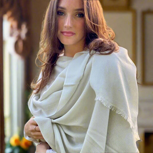 Silver Grey Pashmina - Cut Fringe Signature Cashmere