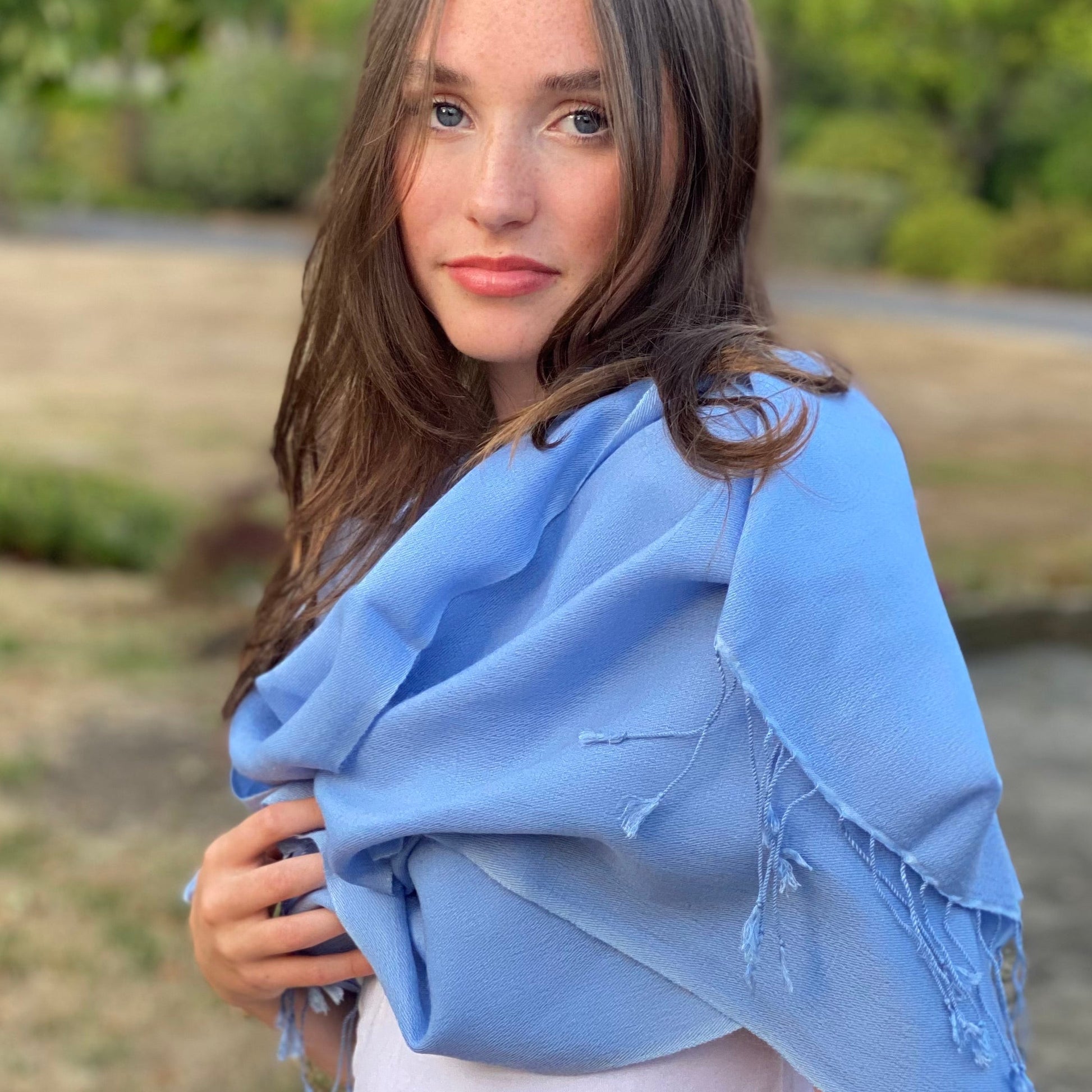 Sky Blue Classic Pashmina Signature Cashmere