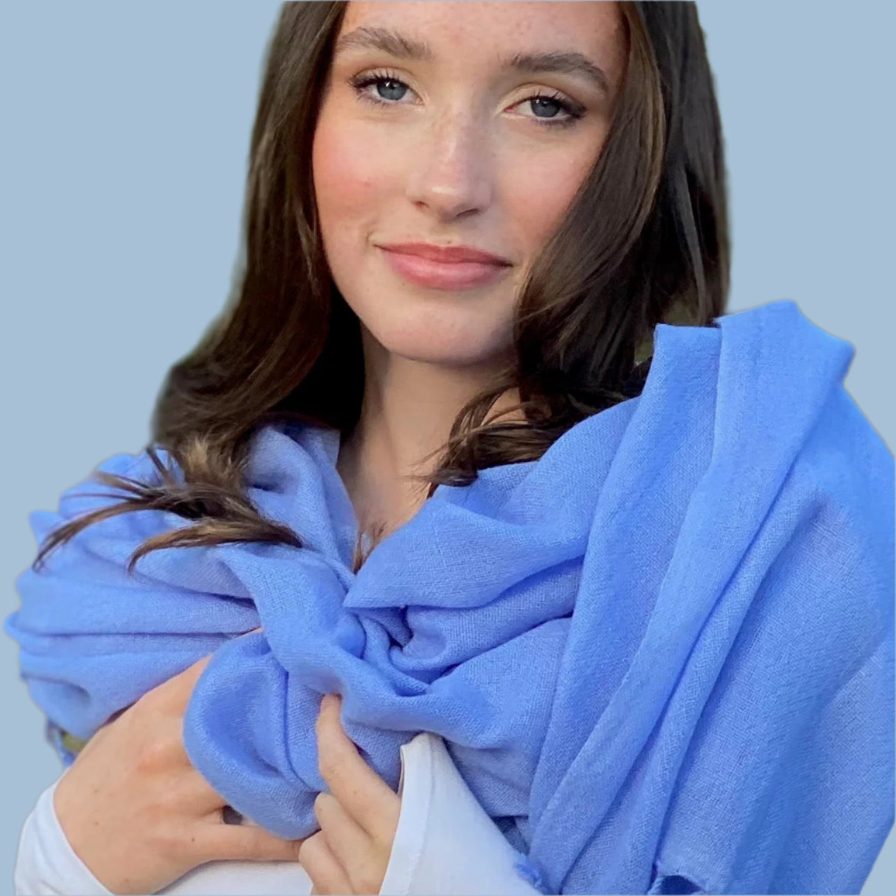 Sky Blue Ring Pashmina Signature Cashmere