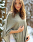 Storm Grey Cashmere Button Poncho Signature Cashmere