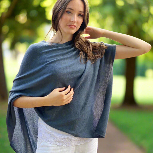 Storm Grey Classic Poncho Signature Cashmere