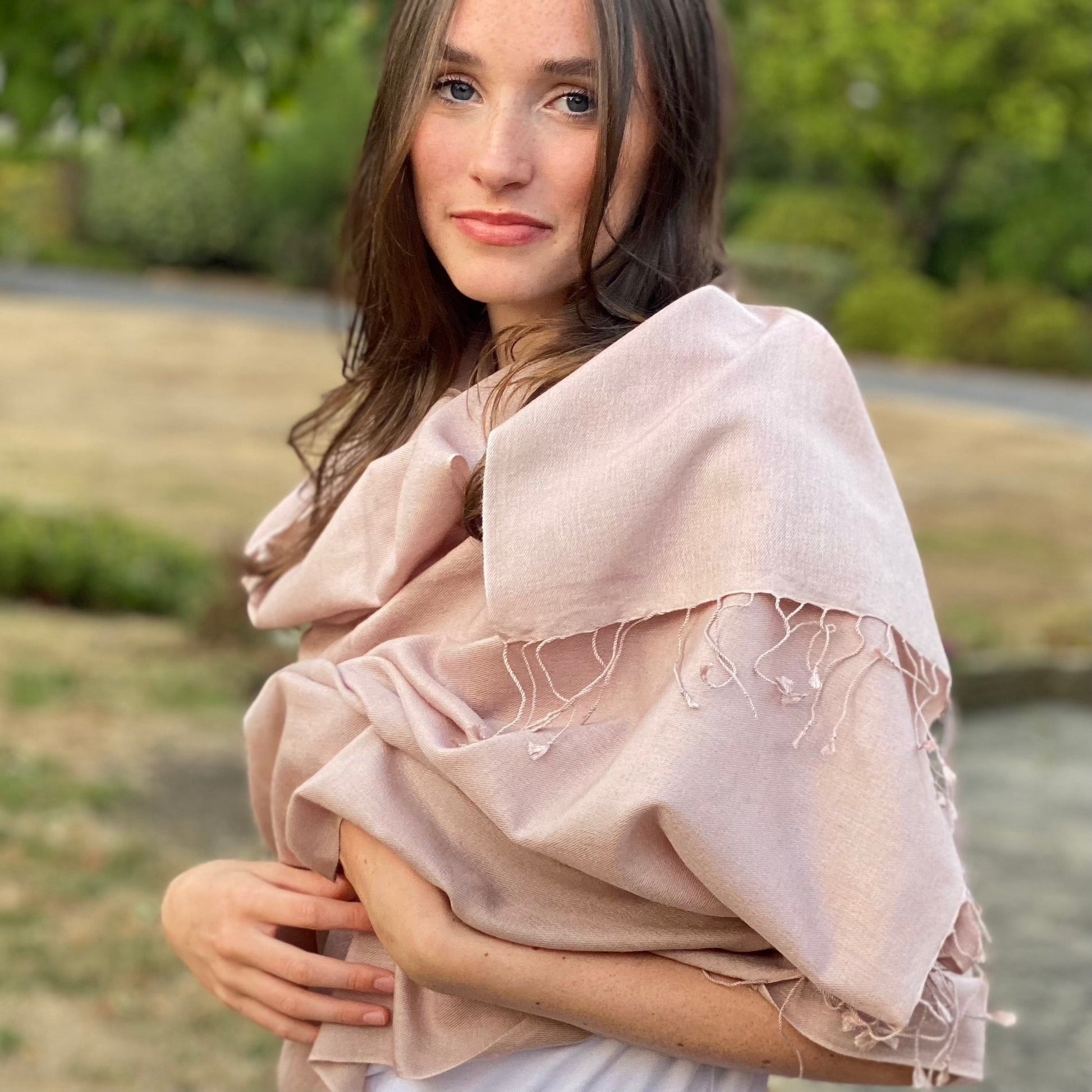 Tapioca Cream Classic Pashmina Signature Cashmere