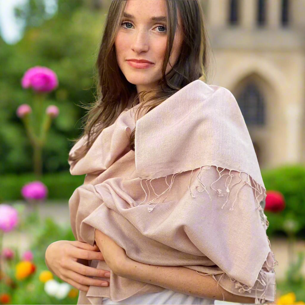 Sciarpa In Puro Cashmere Pashmina – Leggera, Sottile 200x100 Cm, 100% Cashmere, 30 Colori, Frange